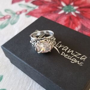 Beautiful "Eye Candy" Silver Ring with Clear 4 Carat Cubic Zirconia Stone.